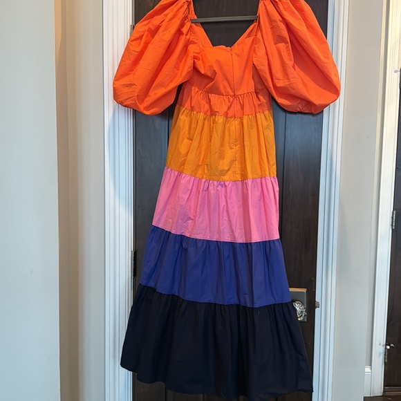 NWT Farm Rio puff sleeve colorful striped maxi XSP - Picture 4 of 6